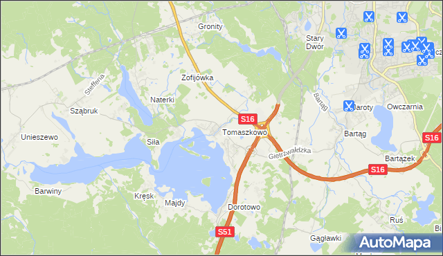 mapa Tomaszkowo, Tomaszkowo na mapie Targeo