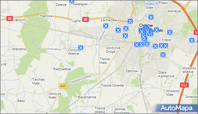 mapa Topola Mała, Topola Mała na mapie Targeo