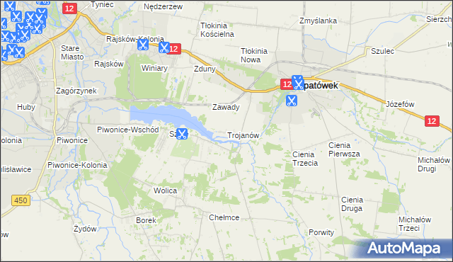 mapa Trojanów gmina Opatówek, Trojanów gmina Opatówek na mapie Targeo