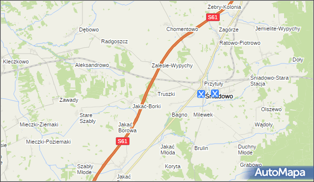 mapa Truszki gmina Śniadowo, Truszki gmina Śniadowo na mapie Targeo