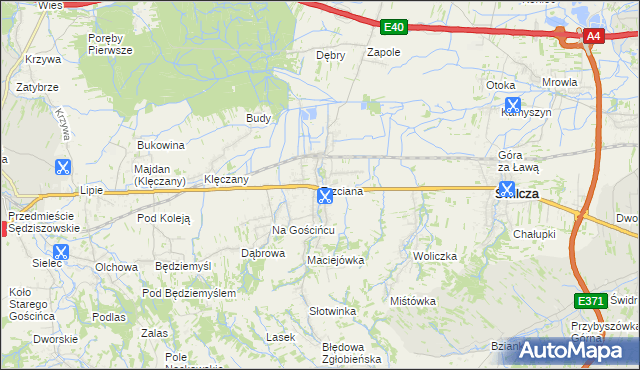 mapa Trzciana gmina Świlcza, Trzciana gmina Świlcza na mapie Targeo