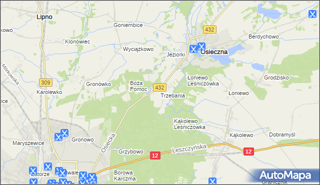 mapa Trzebania, Trzebania na mapie Targeo