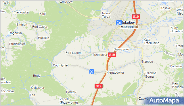 mapa Trzebuska, Trzebuska na mapie Targeo