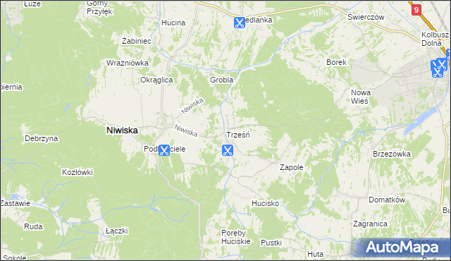 mapa Trześń gmina Niwiska, Trześń gmina Niwiska na mapie Targeo