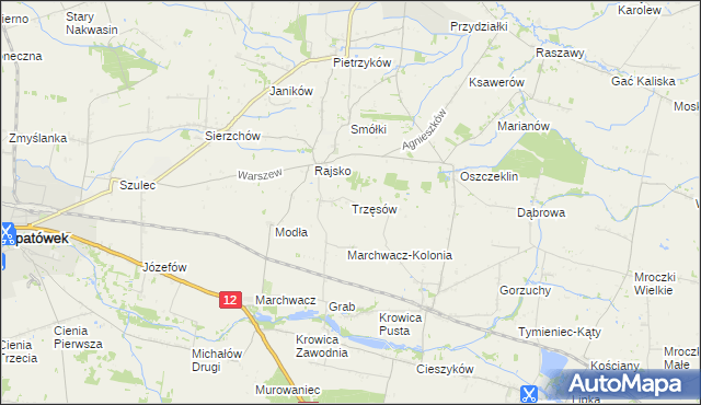 mapa Trzęsów gmina Szczytniki, Trzęsów gmina Szczytniki na mapie Targeo