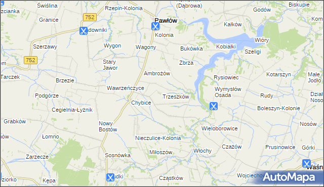 mapa Trzeszków, Trzeszków na mapie Targeo