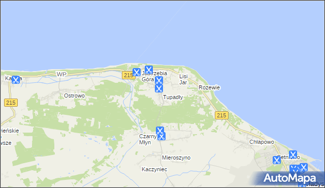 mapa Tupadły gmina Władysławowo, Tupadły gmina Władysławowo na mapie Targeo