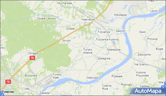 mapa Tursko Wielkie, Tursko Wielkie na mapie Targeo