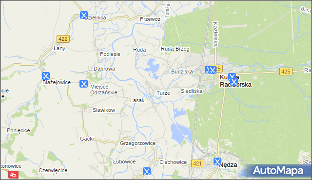 mapa Turze gmina Kuźnia Raciborska, Turze gmina Kuźnia Raciborska na mapie Targeo