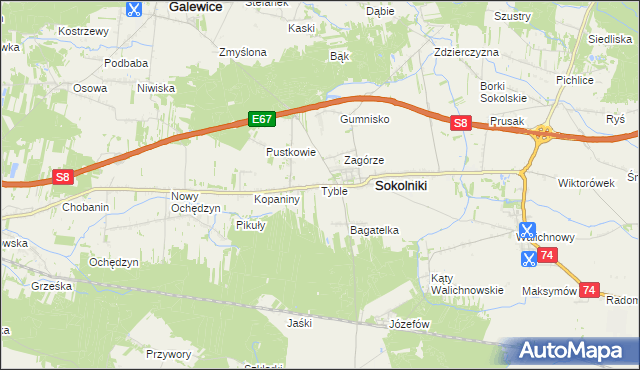 mapa Tyble, Tyble na mapie Targeo