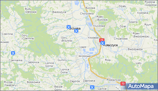 mapa Ujazd gmina Brzyska, Ujazd gmina Brzyska na mapie Targeo