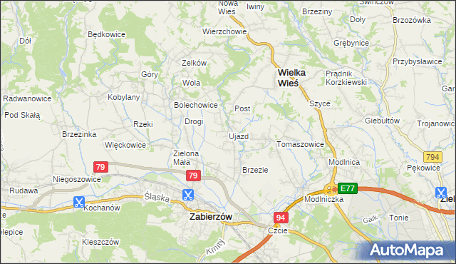 mapa Ujazd gmina Zabierzów, Ujazd gmina Zabierzów na mapie Targeo