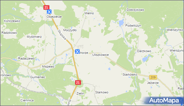 mapa Uliszkowice, Uliszkowice na mapie Targeo