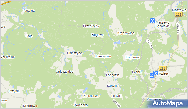 mapa Unieszynko, Unieszynko na mapie Targeo