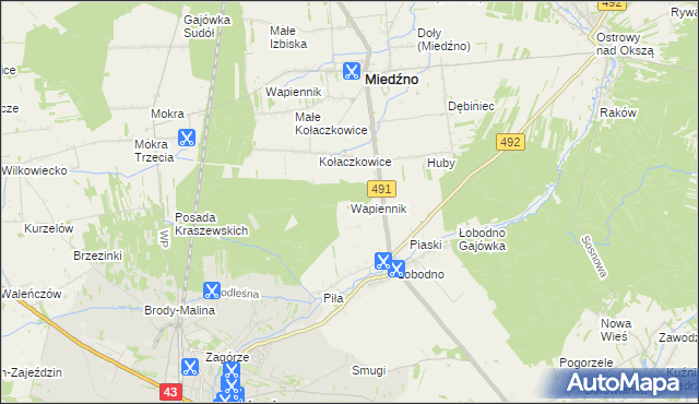 mapa Wapiennik gmina Kłobuck, Wapiennik gmina Kłobuck na mapie Targeo