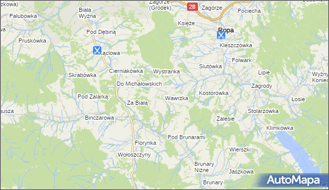 mapa Wawrzka, Wawrzka na mapie Targeo