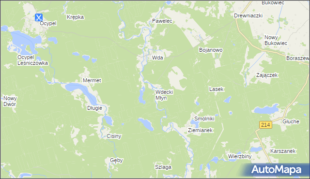 mapa Wdecki Młyn, Wdecki Młyn na mapie Targeo
