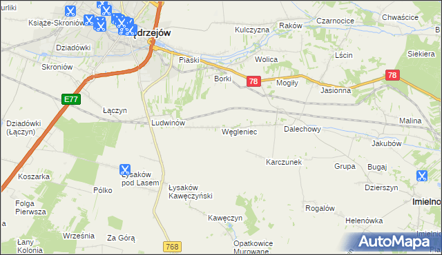 mapa Węgleniec, Węgleniec na mapie Targeo