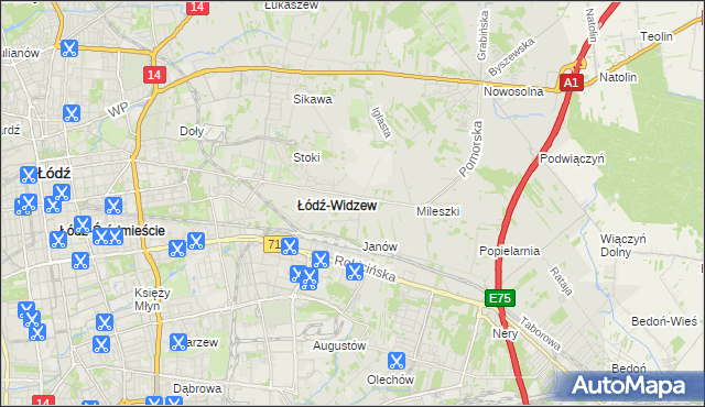 mapa Widzew, Widzew na mapie Targeo