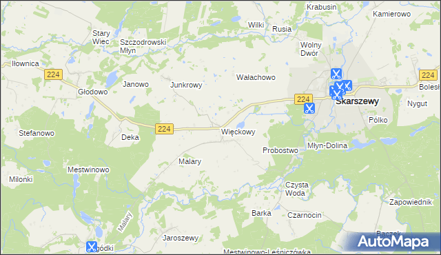 mapa Więckowy, Więckowy na mapie Targeo