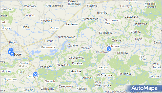 mapa Wieniec gmina Gdów, Wieniec gmina Gdów na mapie Targeo