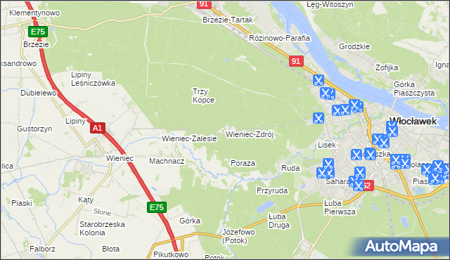 mapa Wieniec-Zdrój, Wieniec-Zdrój na mapie Targeo