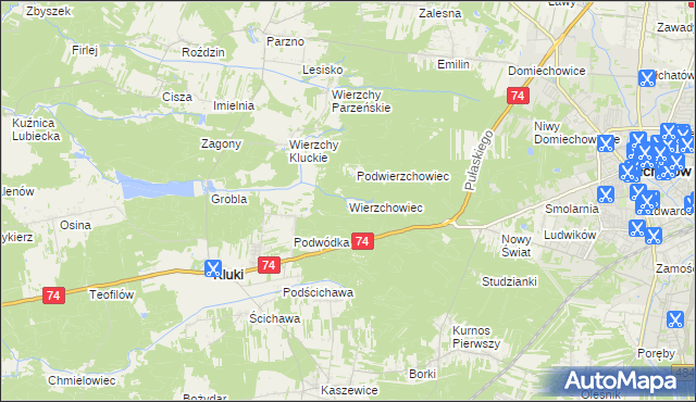 mapa Wierzchowiec, Wierzchowiec na mapie Targeo