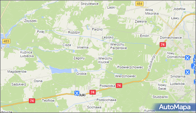 mapa Wierzchy Kluckie, Wierzchy Kluckie na mapie Targeo