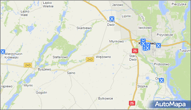 mapa Więzowno, Więzowno na mapie Targeo