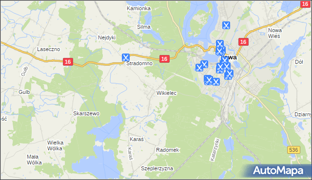 mapa Wikielec gmina Iława, Wikielec gmina Iława na mapie Targeo