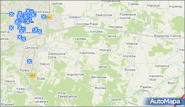 mapa Wiktorów gmina Bełchatów, Wiktorów gmina Bełchatów na mapie Targeo