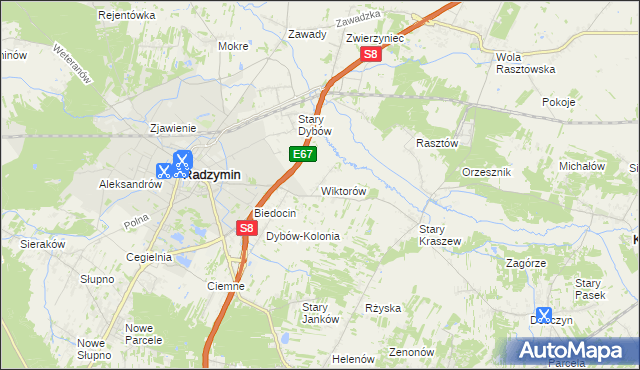 mapa Wiktorów gmina Radzymin, Wiktorów gmina Radzymin na mapie Targeo