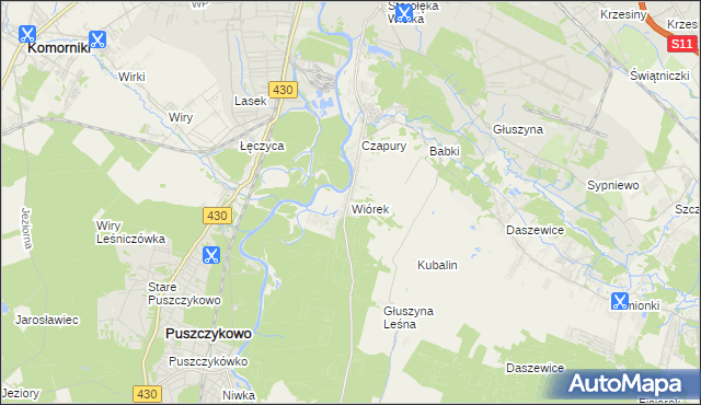 mapa Wiórek, Wiórek na mapie Targeo