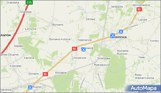 mapa Witkowice gmina Kłomnice, Witkowice gmina Kłomnice na mapie Targeo