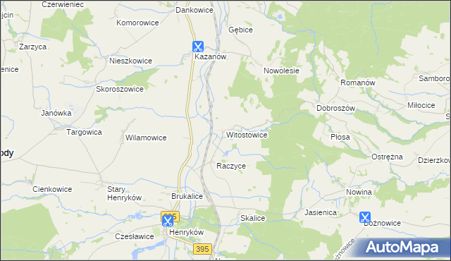 mapa Witostowice, Witostowice na mapie Targeo