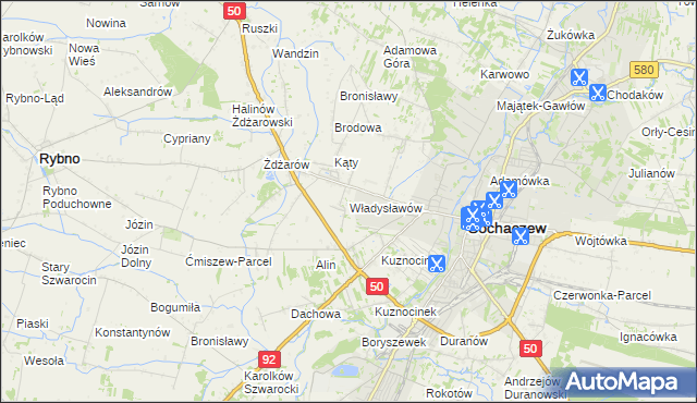 mapa Władysławów gmina Sochaczew, Władysławów gmina Sochaczew na mapie Targeo