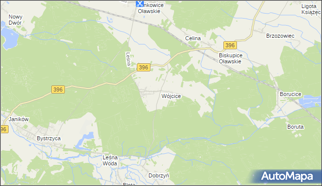 mapa Wójcice gmina Jelcz-Laskowice, Wójcice gmina Jelcz-Laskowice na mapie Targeo