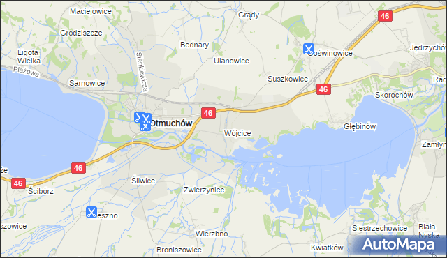 mapa Wójcice gmina Otmuchów, Wójcice gmina Otmuchów na mapie Targeo