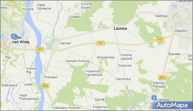 mapa Wojciechów gmina Łaziska, Wojciechów gmina Łaziska na mapie Targeo