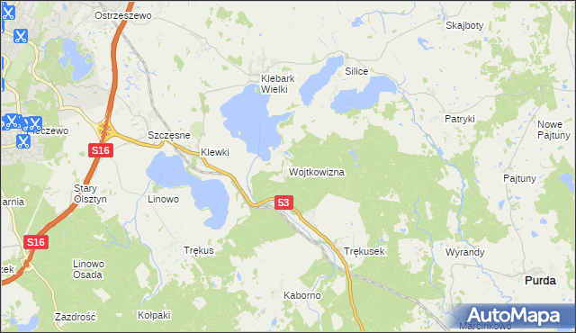 mapa Wojtkowizna, Wojtkowizna na mapie Targeo