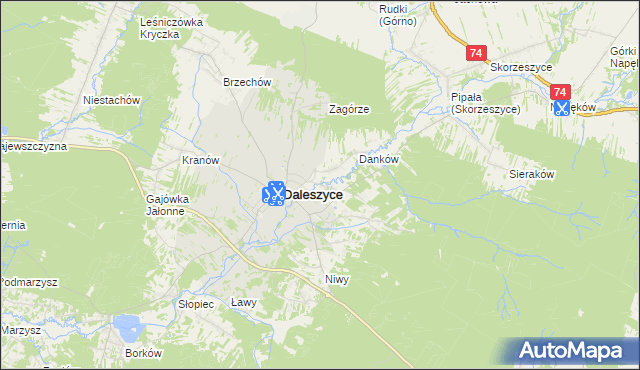 mapa Wójtostwo gmina Daleszyce, Wójtostwo gmina Daleszyce na mapie Targeo