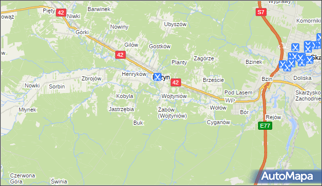 mapa Wojtyniów, Wojtyniów na mapie Targeo