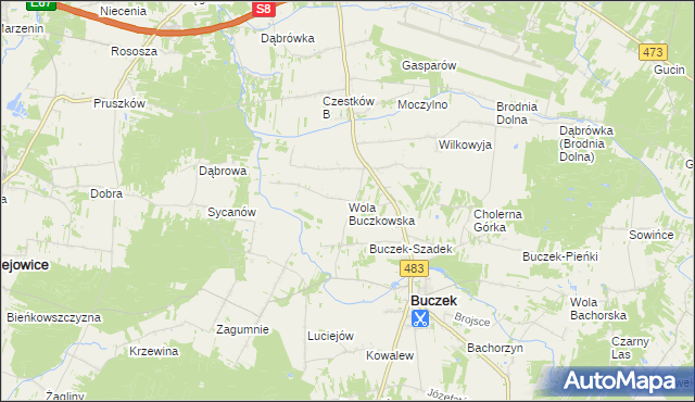 mapa Wola Buczkowska, Wola Buczkowska na mapie Targeo