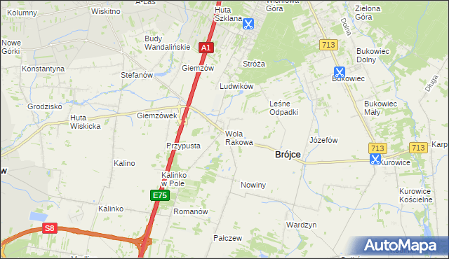 mapa Wola Rakowa, Wola Rakowa na mapie Targeo