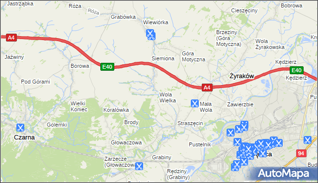 mapa Wola Wielka gmina Żyraków, Wola Wielka gmina Żyraków na mapie Targeo