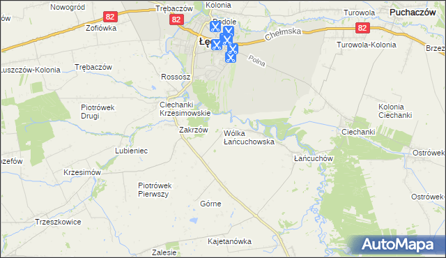 mapa Wólka Łańcuchowska, Wólka Łańcuchowska na mapie Targeo