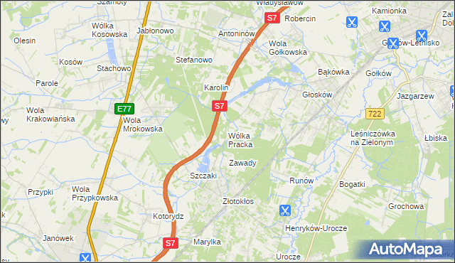 mapa Wólka Pracka, Wólka Pracka na mapie Targeo