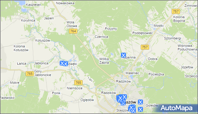 mapa Wólka Żabna, Wólka Żabna na mapie Targeo