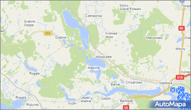 mapa Woszczele, Woszczele na mapie Targeo