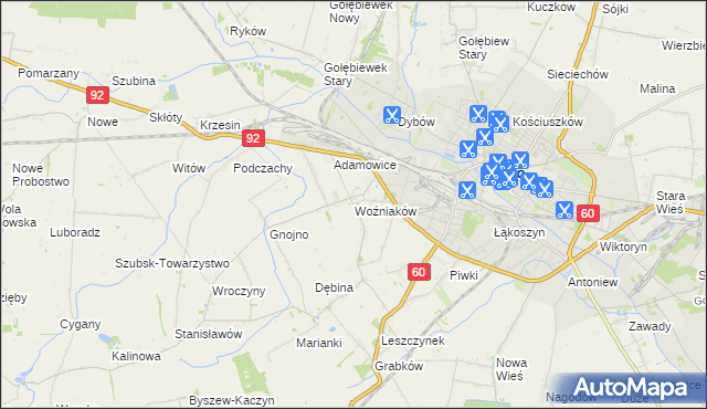 mapa Woźniaków, Woźniaków na mapie Targeo